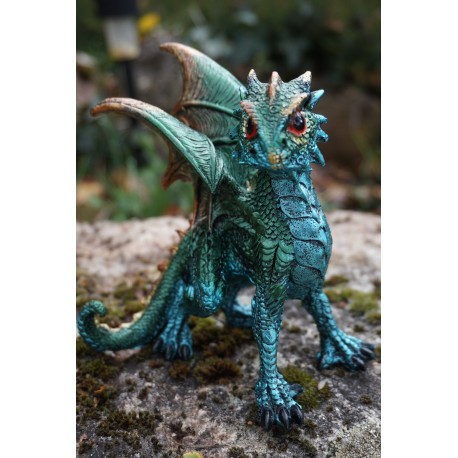 FIGURINE ELFES AVEC Bébé Dragon - Vert Turquoise Fée Fantaisie Statue Déco  EUR 86,59 - PicClick FR