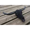 IN0306 TETE DE MORT SQUELETTE FIGURINE CRANE BISON VACHE NOIR STYLE RELIEF 47CM