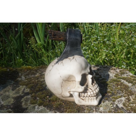 SK282  TETE MORT CRANE  HEROIC FANTASY GOTHIQUE SKULL HACHE DANS LA TETE