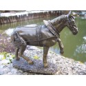 RE0071 FIGURINE STATUETTE REPRODUCTION CHEVAL CLYDESDALE STYLE BRONZE
