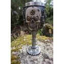 67077  CALICE CIBOIRE  VERRE  TETE MORT CRANE   STEAMPUNK   GOTHIQUE TASSE