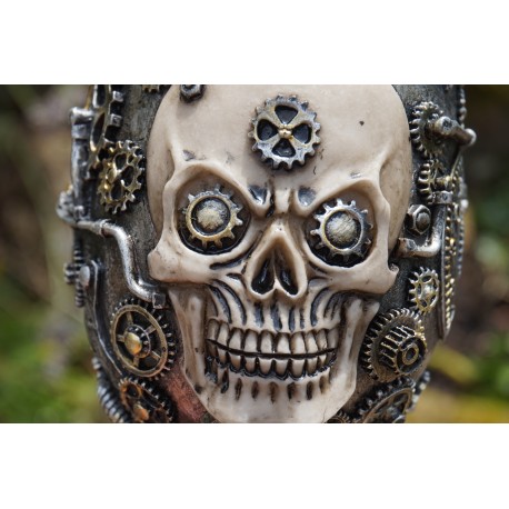 67077  CALICE CIBOIRE  VERRE  TETE MORT CRANE   STEAMPUNK   GOTHIQUE TASSE