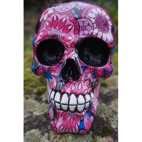 67092 FIGURINE CRANE  IMITATION FLEUR  TETE DE MORT GOTHIQUE SKULL GOTH  CRANIO