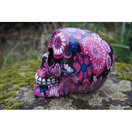 67092 FIGURINE CRANE  IMITATION FLEUR  TETE DE MORT GOTHIQUE SKULL GOTH  CRANIO
