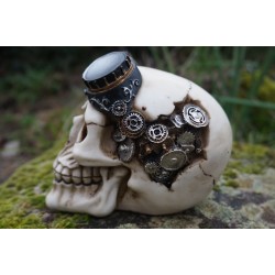 67095 FIGURINE CRANE AVIATEUR STEAMPUNK TETE DE  MORT GOTHIQUE SKULL GOTH CRANIO