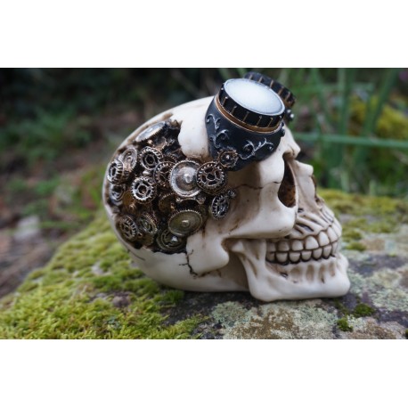 67095 FIGURINE CRANE AVIATEUR STEAMPUNK TETE DE  MORT GOTHIQUE SKULL GOTH CRANIO