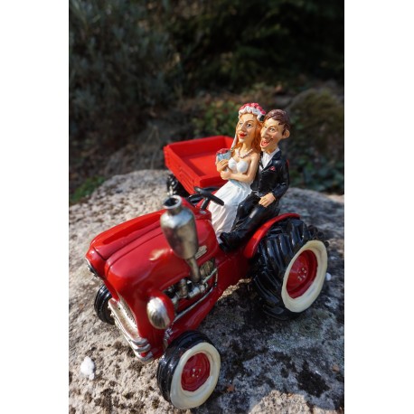 01411715 FIGURINE STATUETTE TRACTEUR MARIAGE FERME  HUMORISTIQUE TIRELIRE 32 CM