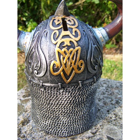 HF0608 CRANE TETE DE MORT CELTIQUE AVEC CASQUE HEROIC FANTASY FIGURINE