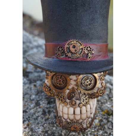 67100 TETE MORT FIGURINE CRANE CHAPEAU  STEAMPUNK  HEROIC  GOTHIQUE  ALCHEMY