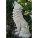 816.1790 TRES  GRAND  FIGURINE F  ANIMAL BLANC 4STATUETTE   LOUP LOUVE WOLF 2 CM