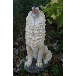 816.1790 TRES  GRAND  FIGURINE F  ANIMAL BLANC 4STATUETTE   LOUP LOUVE WOLF 2 CM