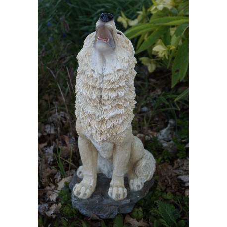 816.1790 TRES  GRAND  FIGURINE F  ANIMAL BLANC 4STATUETTE   LOUP LOUVE WOLF 2 CM