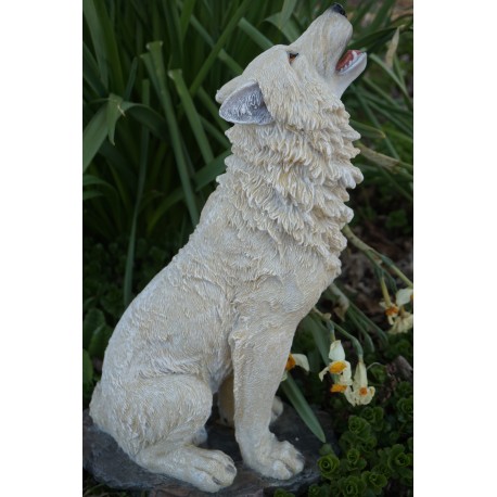 816.1790 TRES  GRAND  FIGURINE F  ANIMAL BLANC 4STATUETTE   LOUP LOUVE WOLF 2 CM