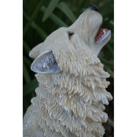 816.1790 TRES  GRAND  FIGURINE F  ANIMAL BLANC 4STATUETTE   LOUP LOUVE WOLF 2 CM