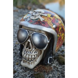 67109 TETE MORT  FIGURINE  CRANE   CASQUE  MOTO   HEROIC FANTASY  GOTHIQUE SKULL