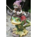 97121 D FIGURINE TROLL ELFE SUR  GRENOUILLE  ANIMAUX  PIXIE ELFE  PIXIES 