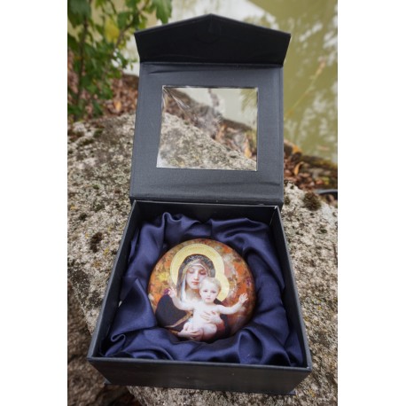PBOU2 SULFURE PRESSE PAPIER  BOUGUEREAU VIERGE VIRGIN WITH LILY    PAPERWEIGHT