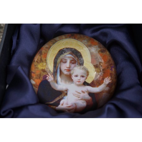 PBOU2 SULFURE PRESSE PAPIER  BOUGUEREAU VIERGE VIRGIN WITH LILY    PAPERWEIGHT