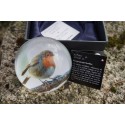 PNAT09 SULFURE PRESSE PAPIER ROUGE GORGE    OISEAU  PAPERWEIGHT BOITE ECRIN