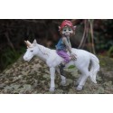 96163 A FIGURINE TROLL ELFE PIXIE AVEC LICORNE PIXIES FARFADET