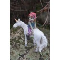 96163 A FIGURINE TROLL ELFE PIXIE AVEC LICORNE PIXIES FARFADET