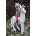 96163 B  FIGURINE TROLL ELFE PIXIE AVEC LICORNE PIXIES FARFADET