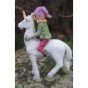 96163 B  FIGURINE TROLL ELFE PIXIE AVEC LICORNE PIXIES FARFADET