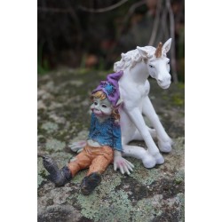 96163 D FIGURINE TROLL ELFE PIXIE AVEC LICORNE PIXIES FARFADET