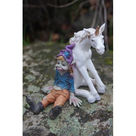 96163 D FIGURINE TROLL ELFE PIXIE AVEC LICORNE PIXIES FARFADET