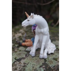 96163 D FIGURINE TROLL ELFE PIXIE AVEC LICORNE PIXIES FARFADET