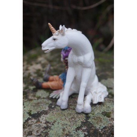 96163 D FIGURINE TROLL ELFE PIXIE AVEC LICORNE PIXIES FARFADET