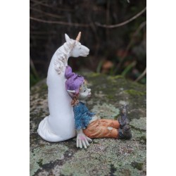 96163 D FIGURINE TROLL ELFE PIXIE AVEC LICORNE PIXIES FARFADET