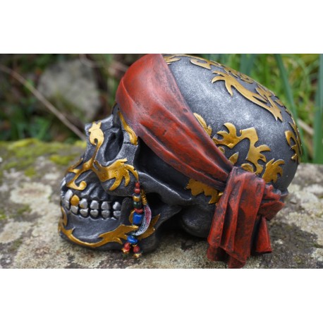 67089 FIGURINE CRANE IMITATION CUIR TETE DE MORT GOTHIQUE SKULL GOTH CRANIO