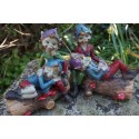 97276   2 COUPLES TRONC  FIGURINE  TROLLS PIXIES  LUTIN PIXIE ELFES FARFADET FEE