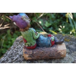 97276 B  COUPLE TRONC  FIGURINE  TROLL PIXIES  LUTIN PIXIE ELFES FARFADET FEE