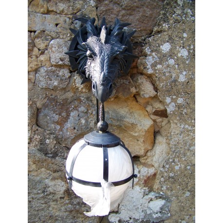 65037 LUSTRE LUMINAIRE LAMPE DRAGON HEROIC FANTASY RESINE DRAGO CRANIO