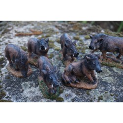 NA0629 FIGURINE STATUETTE FAMILLE SANGLIER MARCASSIN CHASSE GIBIER