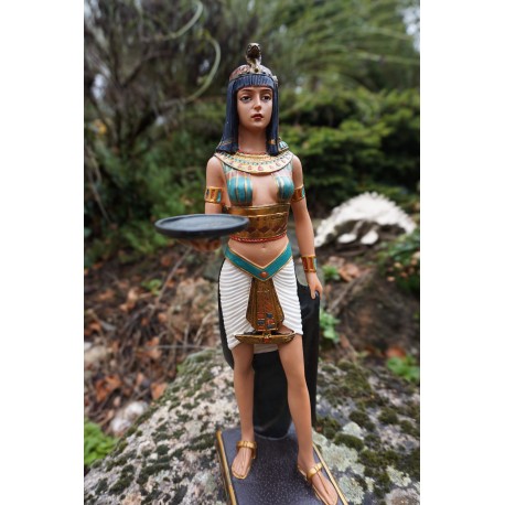 EG0286   FIGURINE AVEC PLATEAU BOUGEOIR     EGYPTE STATUE STATUETTE