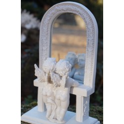 P728-179  MIROIR    FIGURINE STATUETTE   ANGE BLANC   MYSTIQUE CHERUBIN BEBE