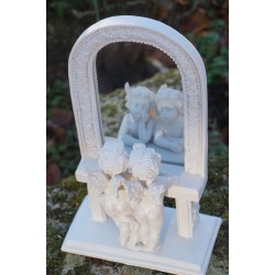 P728-179  MIROIR    FIGURINE STATUETTE   ANGE BLANC   MYSTIQUE CHERUBIN BEBE