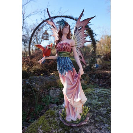 15507  FIGURINE  STATUETTE FEE  ET  PERROQUET  FAIRY  HEROIC FANTASY 54 CM