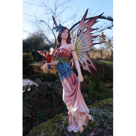 15507  FIGURINE  STATUETTE FEE  ET  PERROQUET  FAIRY  HEROIC FANTASY 54 CM