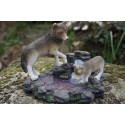 MO0546  FIGURINE STATUETTE  FAMILLE   LOUP   ANIMAL SAUVAGE