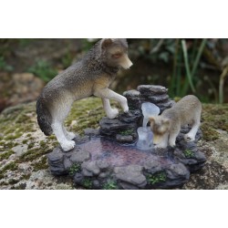 MO0546  FIGURINE STATUETTE  FAMILLE   LOUP   ANIMAL SAUVAGE