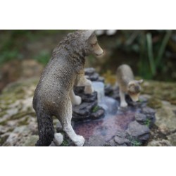 MO0546  FIGURINE STATUETTE  FAMILLE   LOUP   ANIMAL SAUVAGE